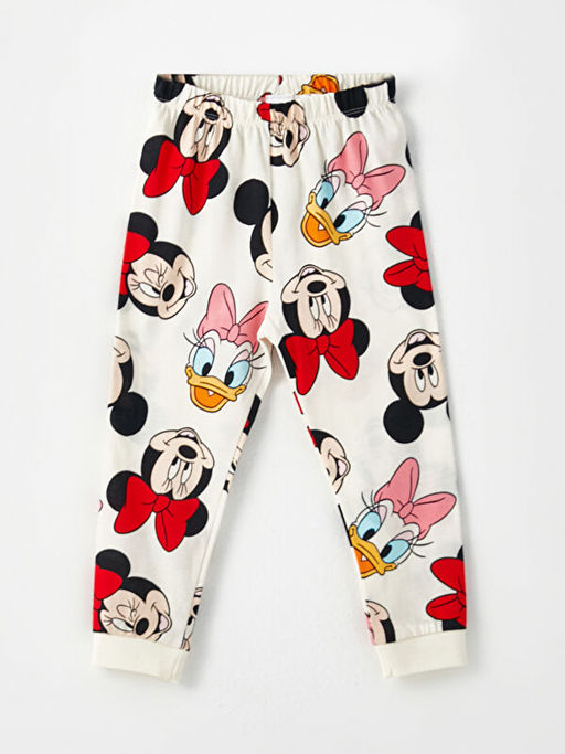 Bisiklet Yaka Uzun Kollu Minnie Mouse Bask?l? Pamuklu K?z Bebek Pijama Tak?m? - Waikiki фото 3