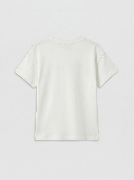 Bisiklet Yaka Bask?l? K?z ?ocuk Ti??rt