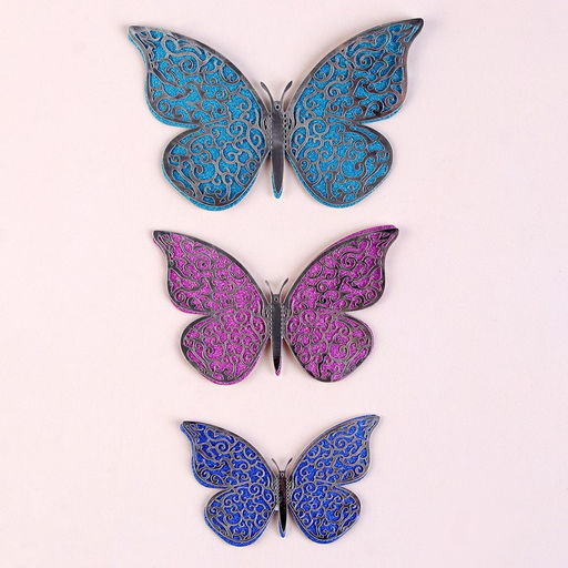 Набор для украшения Бабочки, серебряный слой, 12 штук, цвета МИКС - Страна карнавалия фото 3