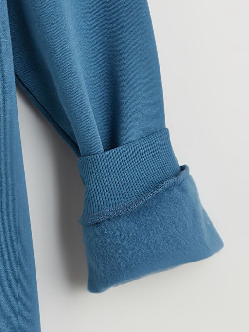 Dik Yaka Berlin Bask?l? Erkek ?ocuk Kal?n Sweatshirt