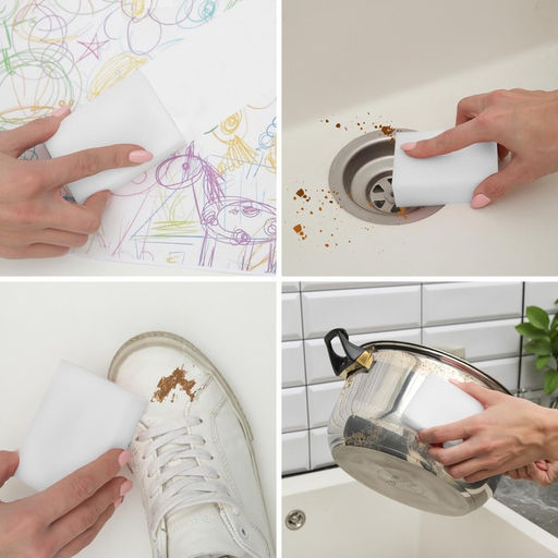 Цена за 12 шт. Губка меламиновая для удаления пятен Доляна, 9×6×3 см