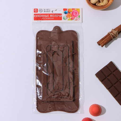 Форма для шоколада Доляна «Дробленый шоколад», 21.2×10.6×1 см, коричневая