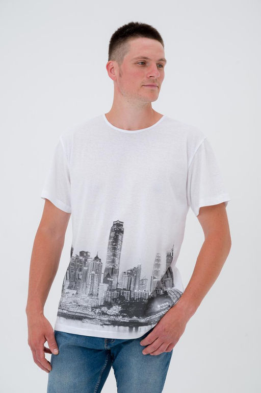 Футболка из кулирки унисекс Город белый макс - Амадэль фото 4