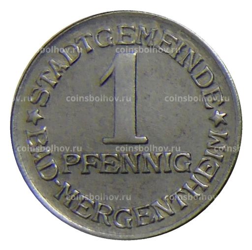 Монета 1 пфенниг 1920 года Германия Нотгельд Мергентхайм