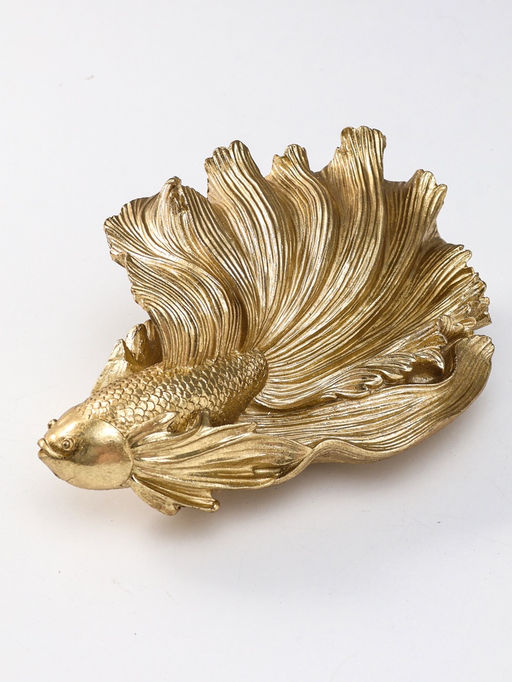 Панно интерьерное полистоун "Средняя золотая рыбка. Вуалехвост" 21,7х14,2х8 см