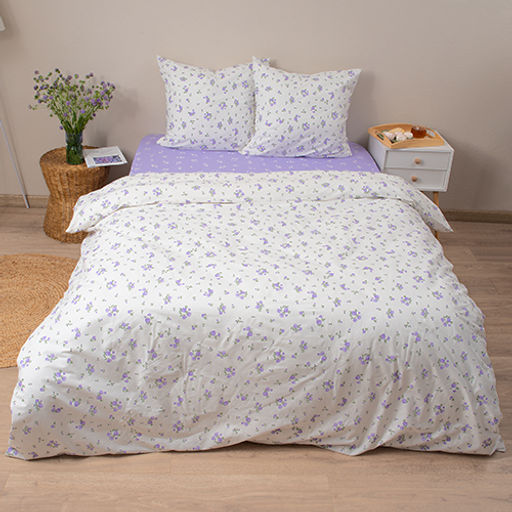 КПБ Традиция 2,0 спальный с европростыней, наволочки 50х70, поплин, 100% хлопок, пл. 115 гр./кв.м., Мильфлер сирень ВБ Пододеяльник 177*217, простыня 240*217, наволочка 50*70 (2 шт.) 2,0 спальный с европростыней  фото 2