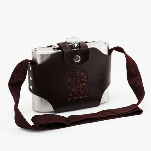 Фляжка СССР, нержавеющая сталь, чехол, 1000 мл