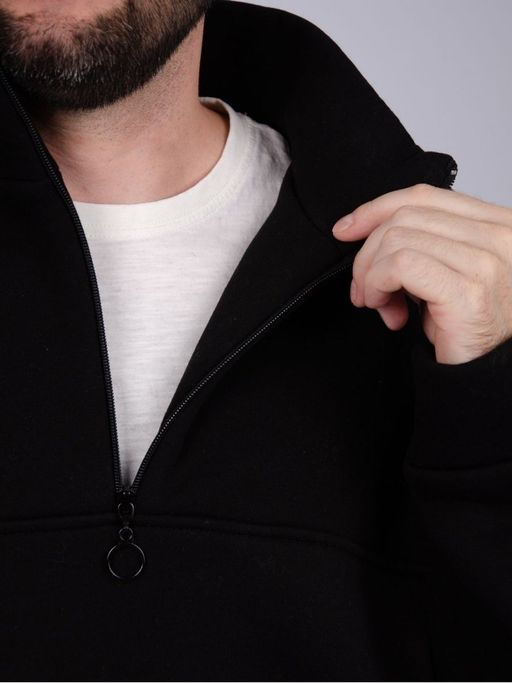 Свитшот СМ-3 черный, футер начес - Малина фото 5