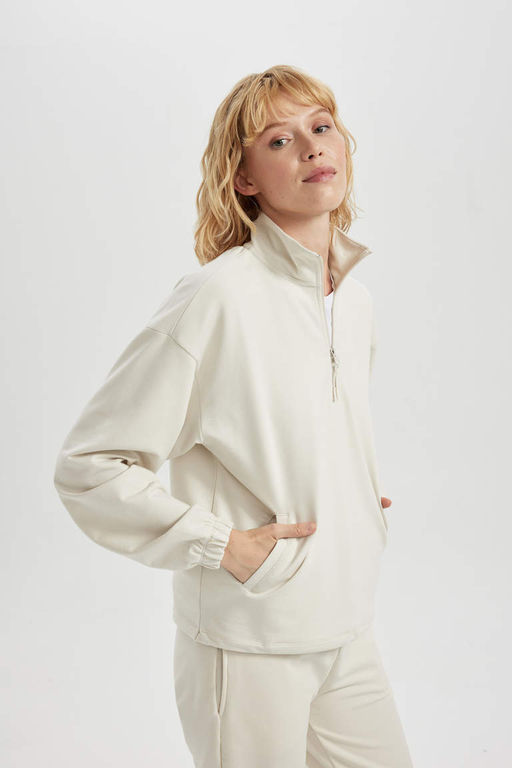 DeFactoFit Толстовка премиум-класса для спортсменов со стандартным кроем и воротником-стойкой  фото 4