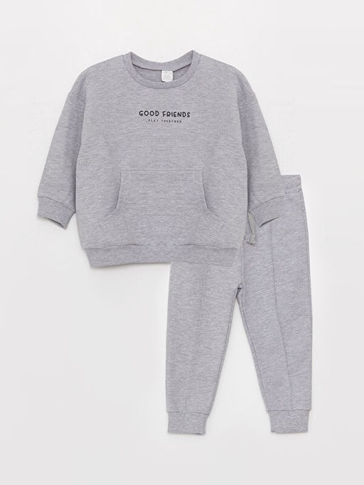 Bisiklet Yaka Erkek Bebek Sweatshirt ve E?ofman Alt 2li
