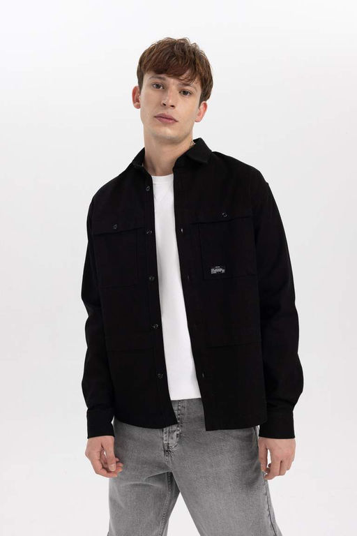 Хлопковая куртка-рубашка с длинными рукавами Relax Fit - Defacto фото 7