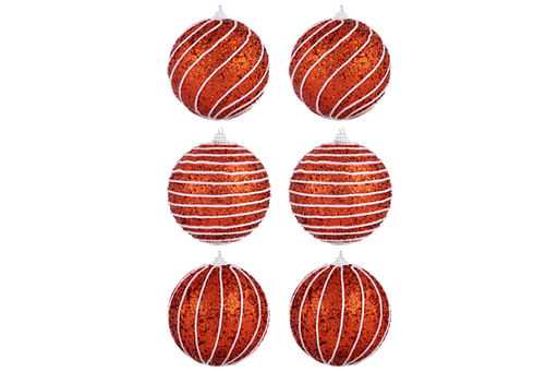 Набор 6 новогодних шаров 9,5*9,5 см Полоски красный - Elan gallery фото 11