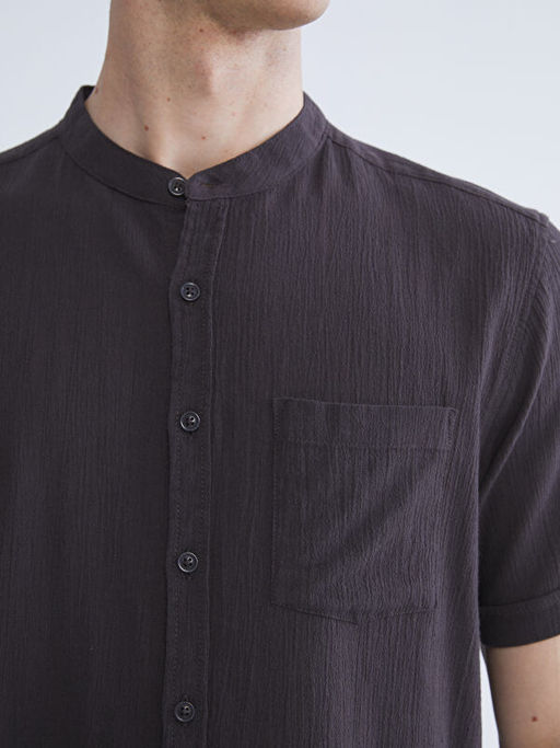 Regular Fit Hakim Yaka K?sa Kollu Erkek G?mlek