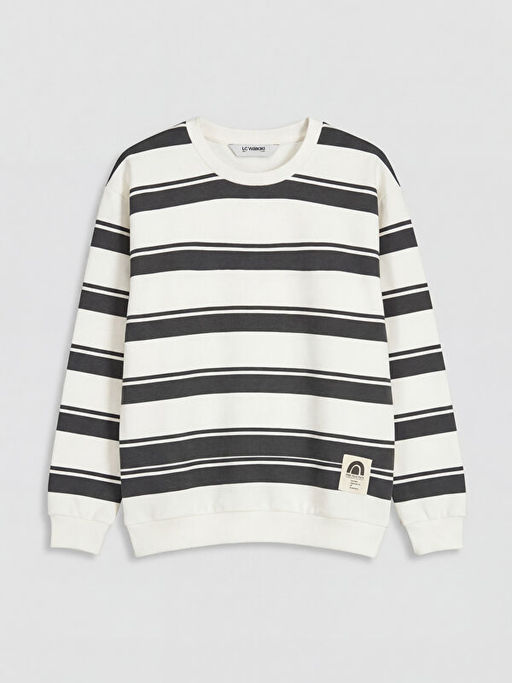 Bisiklet Yaka ?izgili Erkek ?ocuk Sweatshirt