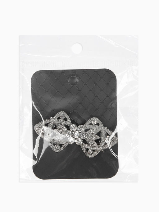 Зажим для кардигана "Ажур", лепестки, цвет белый в серебре