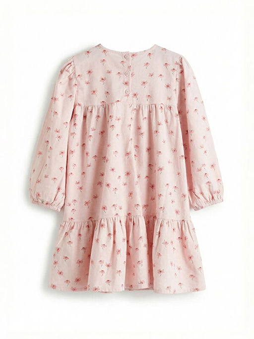 Kare Yaka ?i?ekli K?z ?ocuk Elbise