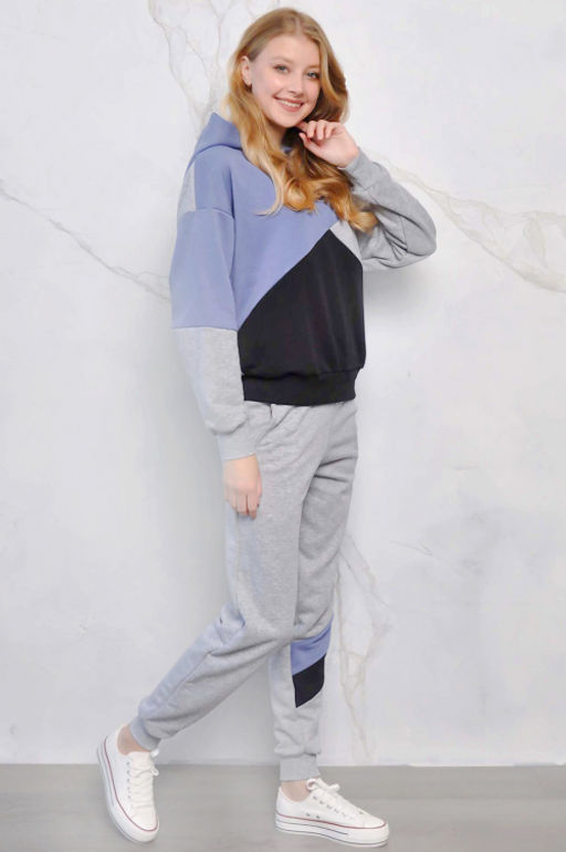 Арт. 2515 Костюм с брюками женский 44-52 (5 шт) Цвет:верх-серый,лаванда,черный,низ-серый - Калинка фото 2