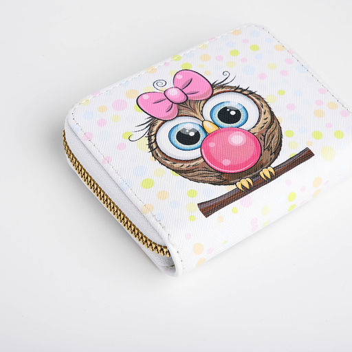 Кошелёк детский «Совёнок», на молнии, белый