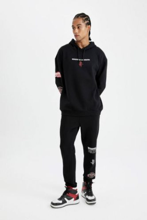 DeFactoFit Kal?n Jogger Esofman Alt? NBA Houston Rockets Standart Fit Normal Kesim Cepli Duz Paca