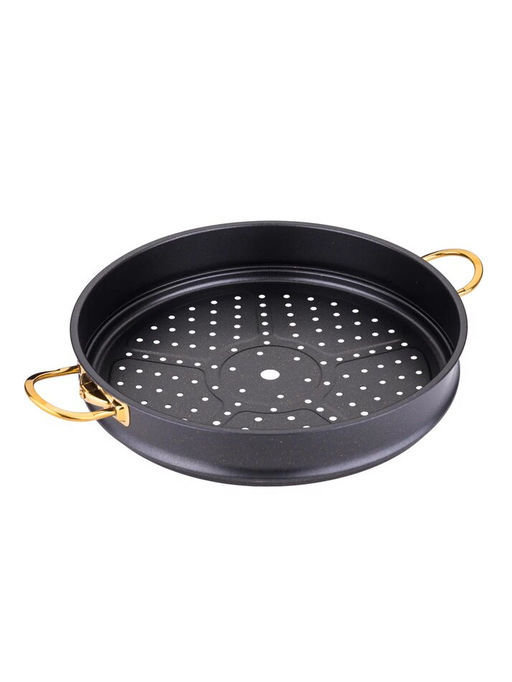 Мантоварка с крышкой стеклянной 28х10 см (5,8 л) с АПП, цвет: черный/золотой, арт. 4000-BK/GD-28. - D.L.K. фото 3