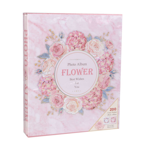 Фотоальбом 200 фото 15х21 Цветы Розовый / 9297 /уп 16/ 689758