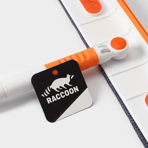 Окномойка с насадкой из микрофибры Raccoon, фиксатор, стальная телескопическая ручка, 28×7×85(120) см, цвет белый, оранжевый