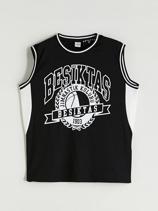 Bisiklet Yaka Be?ikta? Bask?l? Erkek ?ocuk Atlet ve ?ort