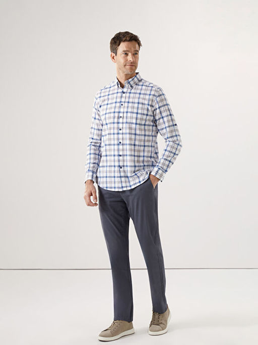 Regular Fit Uzun Kollu Ekose Poplin Erkek G?mlek