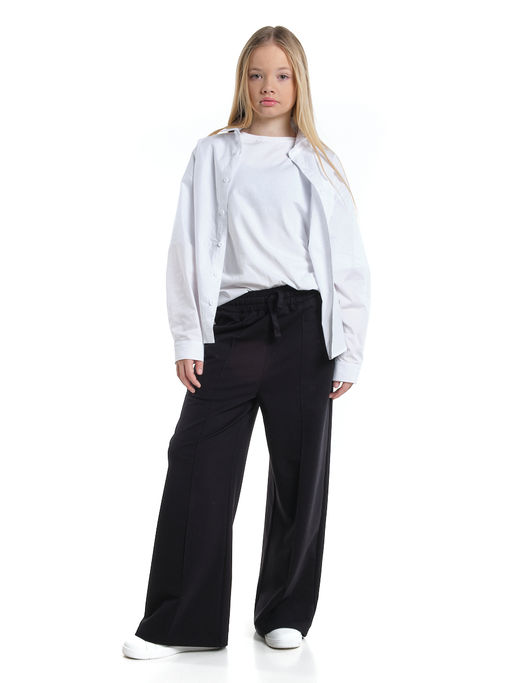 Брюки для девочки со строчкой черные школьные штаны с карманами 22-1564 черный - Mini maxi фото 6