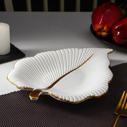 Блюдо для фруктов Доляна «Тропический лист», 26×20.5 см, цвет белый