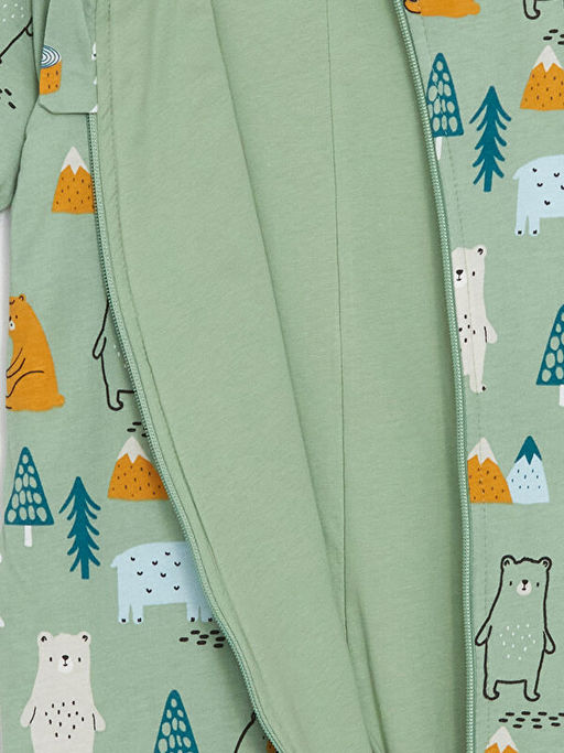 Bisiklet Yaka Uzun Kollu Bask?l? Erkek Bebek Tulum - Waikiki фото 3