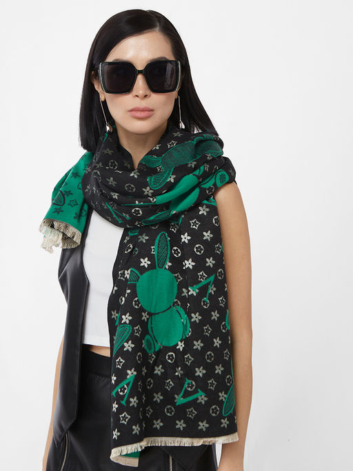 в составе ШЕРСТЬ и КАШЕМИР  Большой, мягкий, теплый двусторонний палантин с принтом. - Tantino фото 7