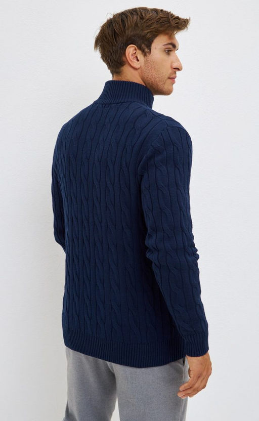 Джемпер мужской с воротником на молнии P221-15-235 тёмно-синий - Primm фото 8