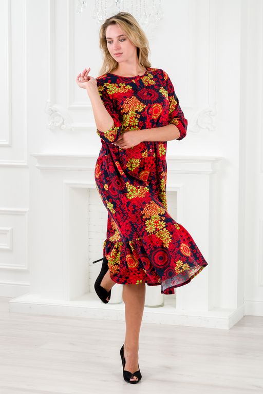 Платье женское из кулирки Софи цветочный калейдоскоп - Амадэль фото 6