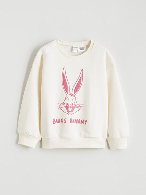 Bugs Bunny Bask?l? K?z ?ocuk Kal?n Sweatshirt