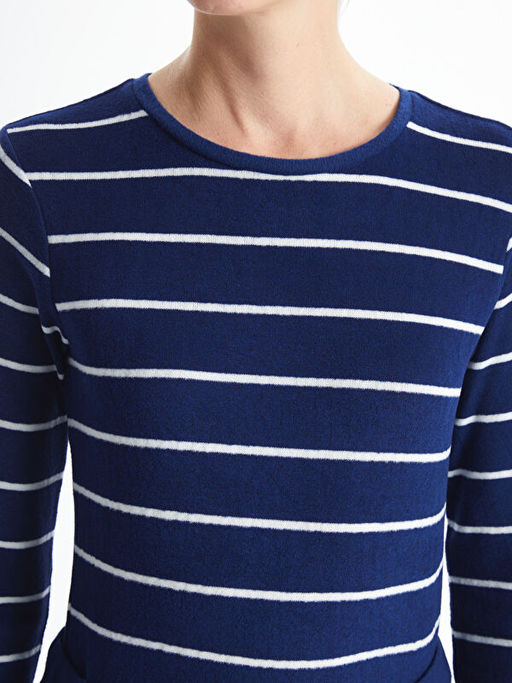 Bisiklet Yaka ?izgili Kad?n Ti??rt