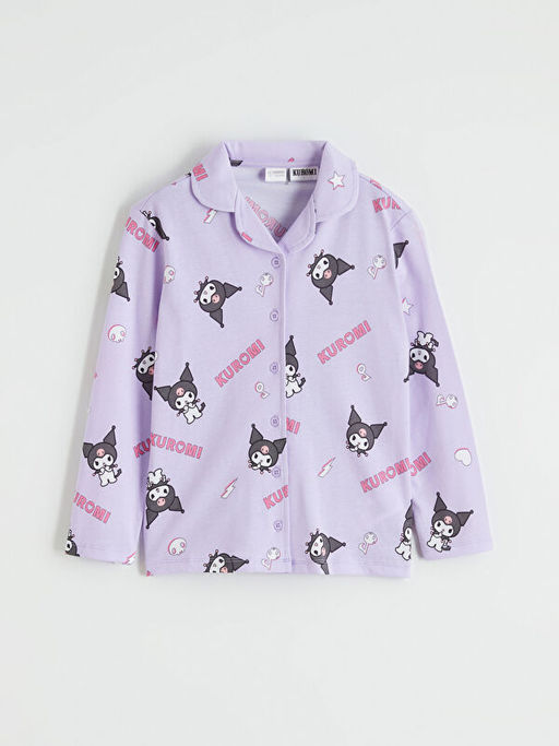 G?mlek Yaka Kuromi Bask?l? K?z ?ocuk Pijama Tak?m?