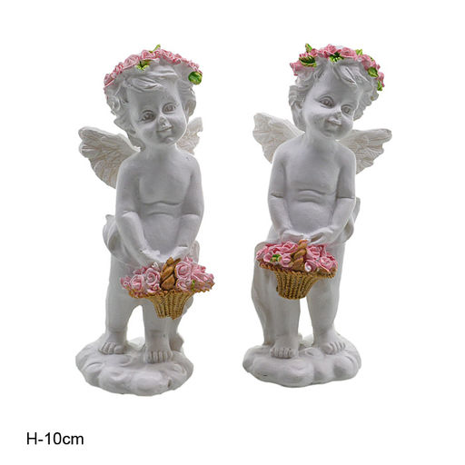 Цена за 2 шт. Фигурка Ангел 10 см / L1767 /уп 2/240/розовые цветы - ГалеонТрейд фото 2
