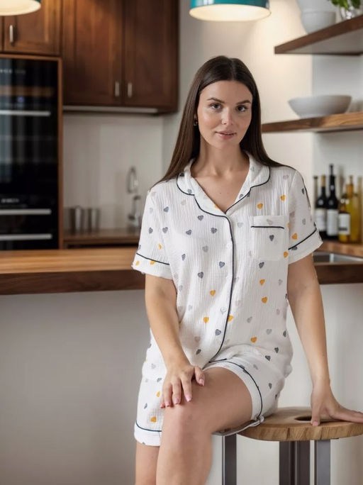 K11309 Костюм домашний: рубашка и шорты (муслин) БЕЛЫЙ_10