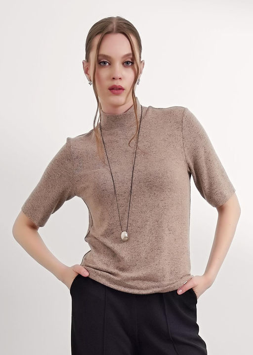 CLE Джемпер жен. 156951/181вл св.коричневый/т.серый - Clever wear фото 6