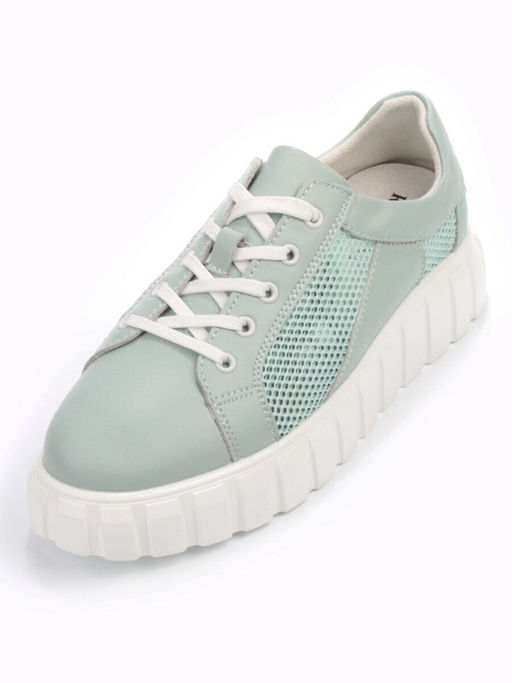 03-PDA93-3 GREEN Полуботинки спортивные женские (натуральная кожа, сетка) - No name фото 4