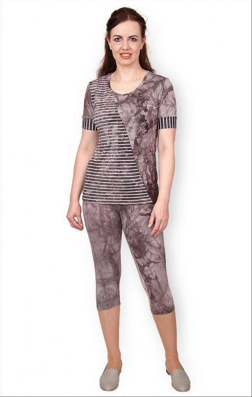 Костюм с бриджами, вискоза - батик, сепия (368-1)