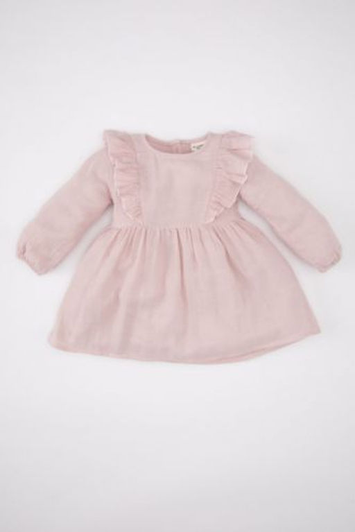 K?z Bebek Uzun Kollu Muslin Basic Elbise