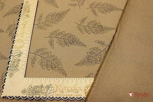 Плательный хлопок Папоротник цв.темный бежево-песочный, ш.1.45м, хлопок-100%, 115гр/м.кв - Купава фото 4