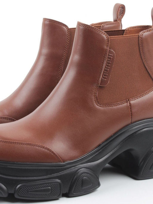 01-H23B40MB BROWN Ботинки демисезонные женские (натуральная кожа, байка)