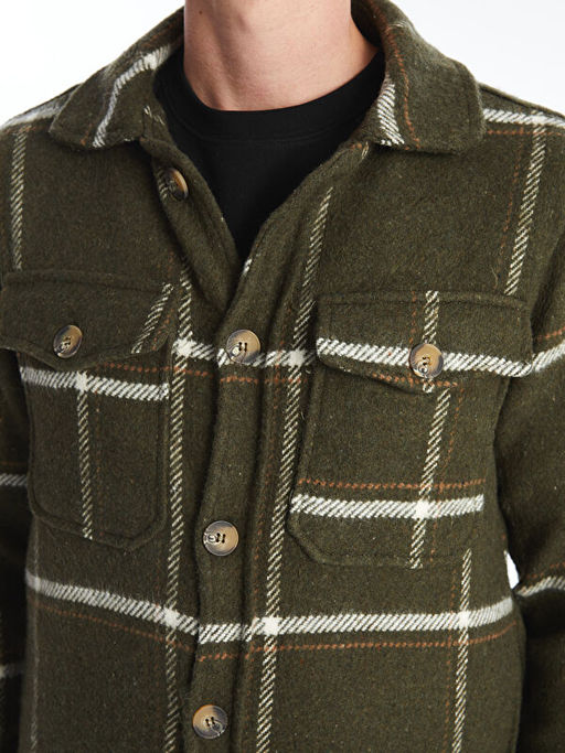 Regular Fit Uzun Kollu Ekose Erkek G?mlek Ceket