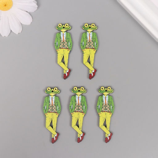 Цена за 5 шт. Декор для творчества дерево «Стильная лягушка», 5×1.6×0.3 см