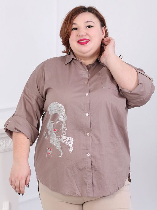 Рубашка оверсайз женская большого размера