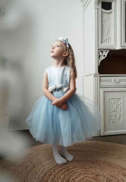 А21-3 платье для девочки Мелани голубой - Etoelf фото 3