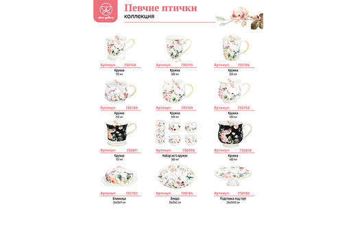Банка д/сыпучих продуктов 250 мл 12*9,5*9 см Певчие птички на черном NEW BONE CHINA - Elan gallery фото 9